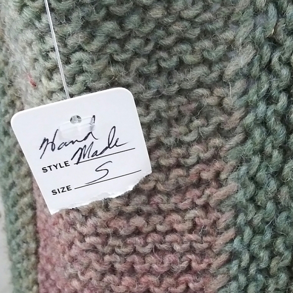 Handmade Brown Multicolor Crochet V-Neck Sleeveless Button Up Cardigan Sweater - Picture 7 of 8